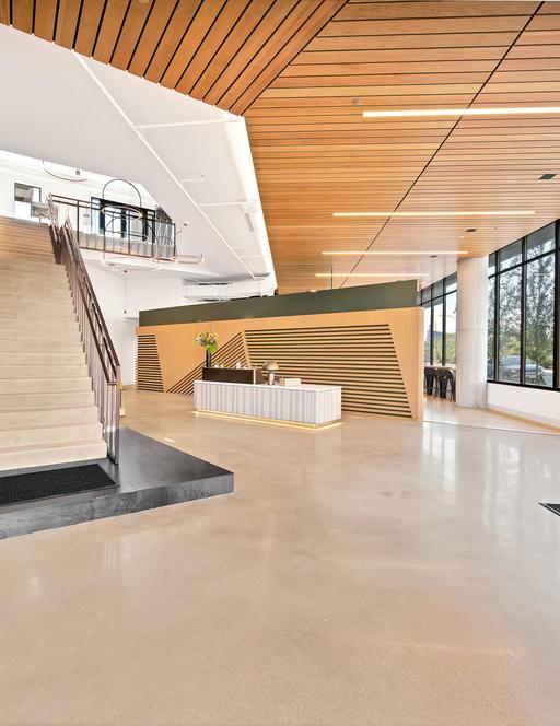The lobby in the Triangle Square Apartments.