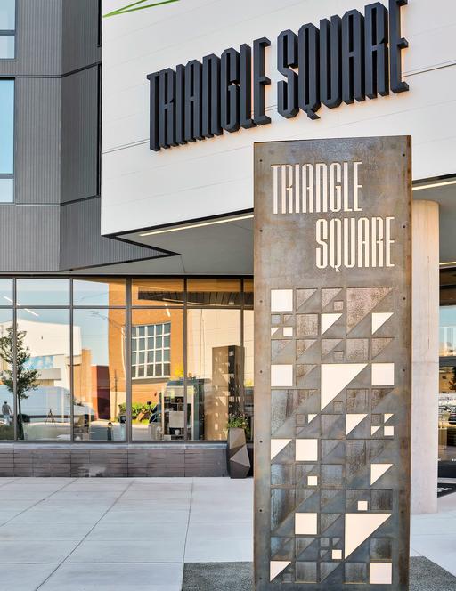 Triangle Square Apartments entrance in Bucktown Chicago.